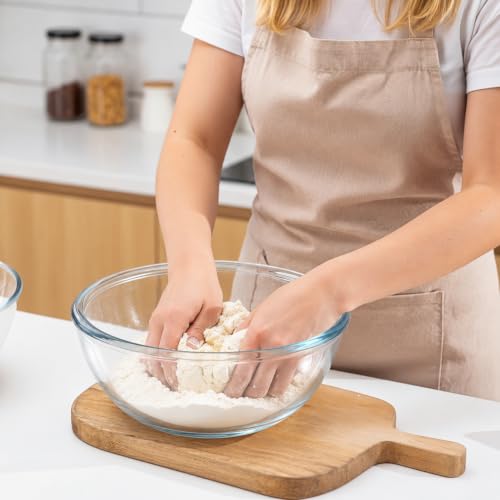 6 QT Large Glass Mixing Bowl with Lid for Sourdough Bread Making & Proofing | Dough Rise Clearly in This 6QT Glass Bowl with Ventilated Lid Oven-Safe Ideal for Sourdough Proofing Mixing & Storing