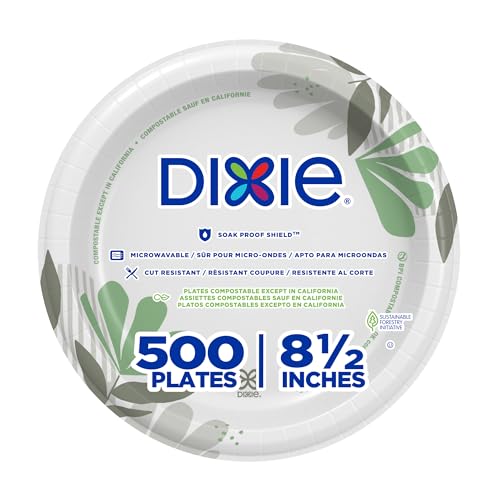 Dixie 8.5 Inch Medium-Weight Paper Plates By GP PRO, Pathways Design, 500 Count (125 Disposable Plates Per Pack, 4 Packs Per Case), UX9WS