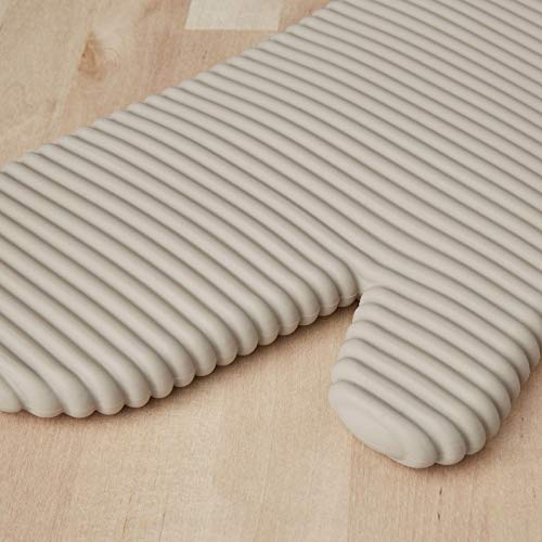 KITCHENAID Ribbed Soft Silicone Oven Mitt 2-Pack Set, 7.5"x13", Milkshake Tan