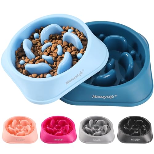 MateeyLife 2-Pack Slow Feeder Dog Bowls, 2 Cups, Dog Puzzle Feeder Bowl | Food-contact safe, dishwasher safe, non-slip base, maze design, for fast eaters, for dogs and cats, daily mealtimes