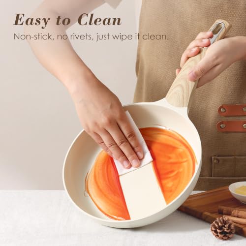 SENSARTE Ceramic Pots and Pans Set Nonstick, Induction Cookware Sets, 18-Piece Non-toxic Cookware, Healthy Non Stick Kitchen Cooking Set, with Frying Pans Set, PFAS PTFE PFOA PFOS Free, White