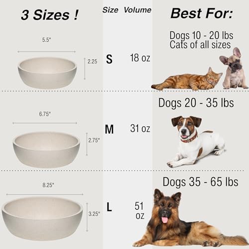 Loving Pets - Dolce Bamboo - Eco-Friendly Pet Bowls & Dishes for Dog, Cats, Puppy Food and Water Bowl -Sustainable and Dishwasher Safe, Made with Real Bamboo (Small, Oat-Beige)