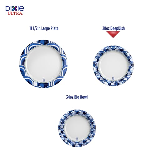 Dixie Ultra Deep Dish Paper Plates, 40 Count, 28 oz, Disposable Plates, | Heavy duty paper plates with deep dish design, party plate, microwave-safe, soak-proof, cut resistant, easy cleanup