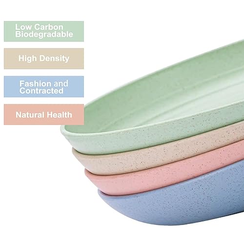 LRUUIDDE Unbreakable Cereal Dinner Plate, 9 Inch Wheat Straw Deep Reusable Plastic, Lightweight Salad Kids for Kitchen Camping BPA FREE Dishwasher Safe