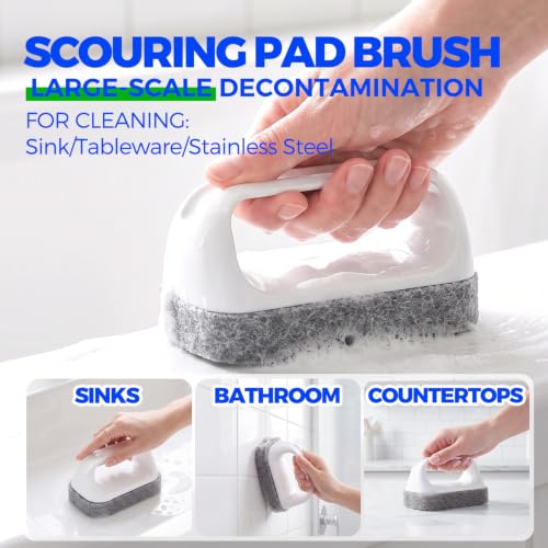 Holikme 6 Pack Dish Brush Set with Handle for Cleaning, Green | Kitchen Scrub Brushes for Cleaning, Dish Scrubber with Stiff Bristles & Scouring Pad for Sink, Pots, Pans, Bottles