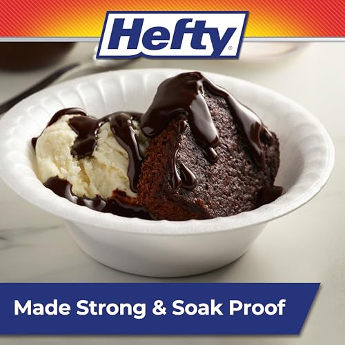 Hefty Everyday Soak Proof Foam Bowls, White, 12oz, 50ct | Disposable White Bowls For Ice Cream, Soup, Salad, Appetizers, Soak Proof, Easy Cleanup, BPA-Free
