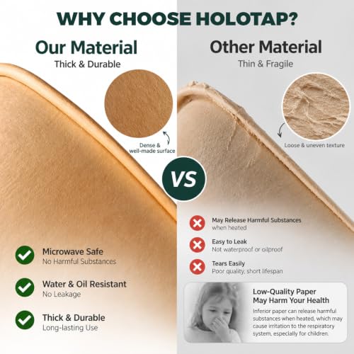 Holotap 50 Pack 29 OZ Brown Meal Prep Containers with Lids【with Spoons and Forks】, Disposable Kraft Paper Bowls, Microwave Safe for Hot/Cold Soup, Disposable Meal Prep Containers for Holiday Party