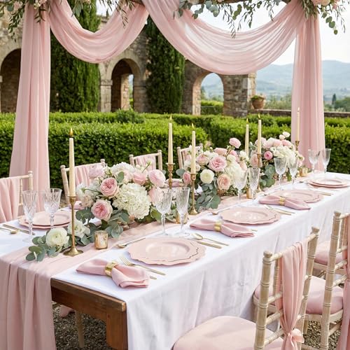 COLOSUS 60 PCS Pink Disposable Plastic Plates, Fancy Beaded Party Plates. | Pink Plastic Plates, Hard Scalloped Plates Include 10" Dinner Plates & 7.5" Dessert plates for Party, Birthday & Wedding.