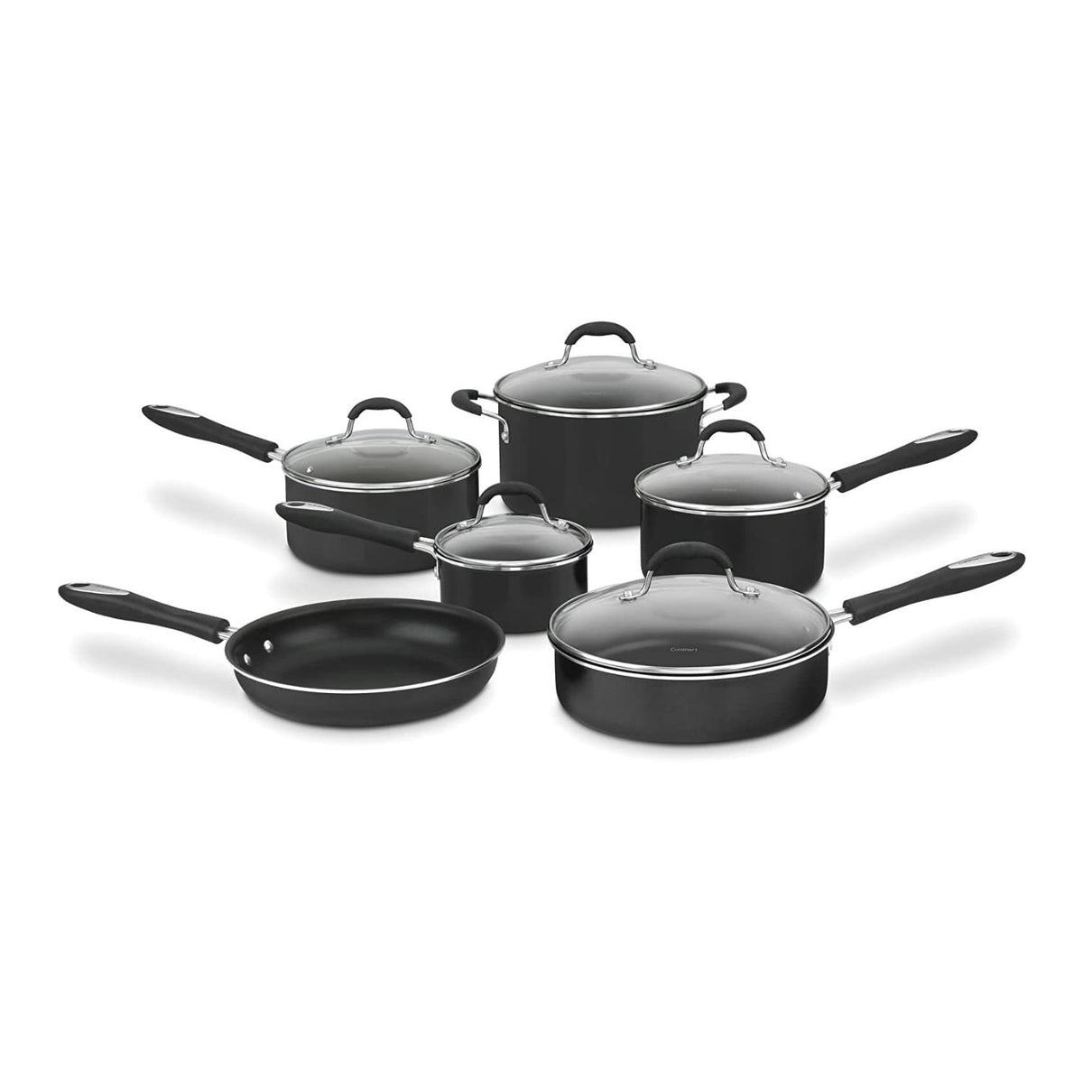 Cuisinart Pots and Pans Set, Nonstick w/Aluminum Core, 11-Piece, Black