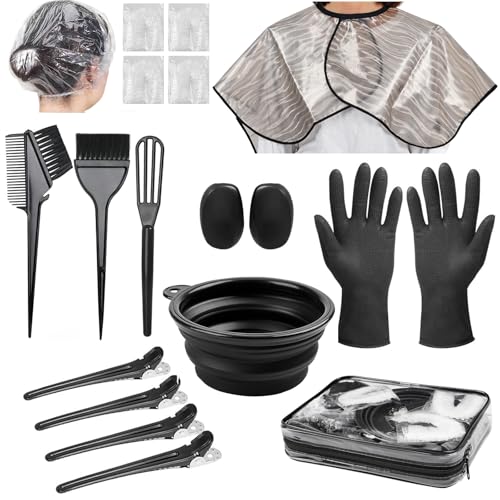 Xarchy 19Pcs Professional Hair Bleach Kit, Hair Coloring Products | for Hair Highlightin and Hair Dyeing at Home with Hair Dye Brush, Hair Color Bowl, Hairclips, Gloves, Storage Bag