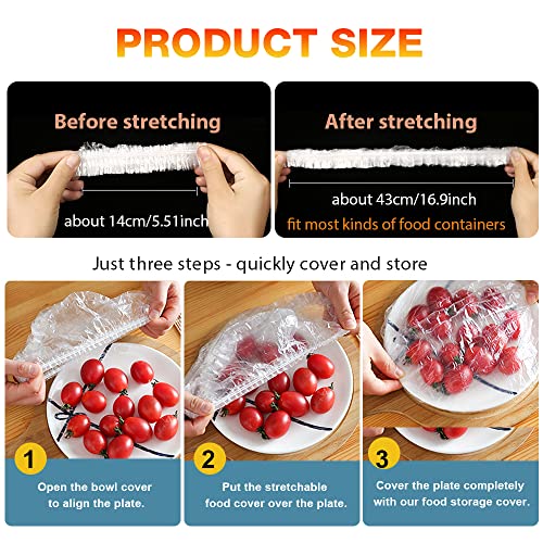 DI QIU REN 200 Plastic Bowl Covers Bread Proofing Disposable Food Covers | Stretch Elastic Saran Wrap for Outside, Alt to Foil/Plastic Wrap Reusable Shower Caps for Sourdough Bread Starter Basket