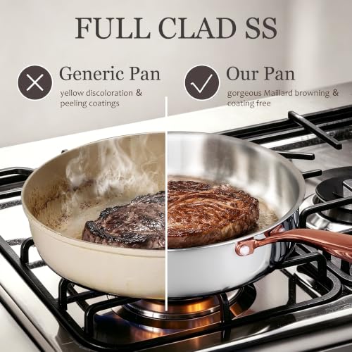 CAROTE 30 PCS Tri-Ply Stainless Steel Cookware Set Pots and Pans Set