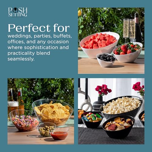 5 Pack Clear Angled Plastic Serving Bowls Disposable for Party Table 8oz | Angled Bowl Design. Chip, Candy, Salad & Fruit Use. Disposable Party Tableware. Buffet & Wedding Serving. Clear Plastic.
