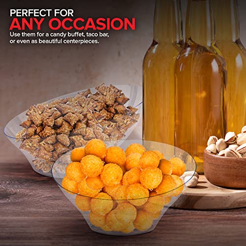 20oz Clear Plastic Serving Bowls (4 Pack) Medium Disposable Candy Dishes, Buffet Containers, Chips, Popcorn, Snacks, Mints, Salad Bar, Snack Bowl, Parties, Office Desk, Bridal Shower, Party Supplies