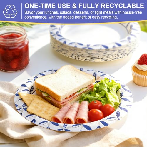 BYSNOW 200 Pack 8.5 inch Heavy Duty Paper Plates Disposable | Thickened Bulk Plates, Leak And Soak Proof For Dinner, Party, Birthday, Picnic, Banquets, Catering Events, Barbecues