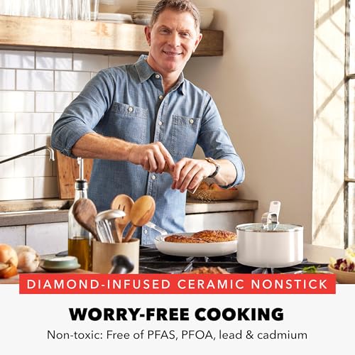 GreenPan x Bobby Flay 13 Piece Ceramic Nonstick Cookware Set, Cream White