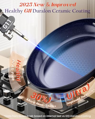 Nuwave Essential Series 5PC Ceramic Cookware Set PFAS-Free, Dishwasher Safe