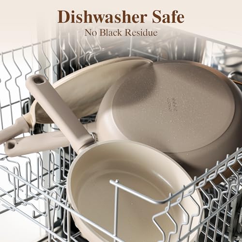 SENSARTE Ceramic Pots and Pans Set Nonstick, 20Pcs Cookware Set, Taupe