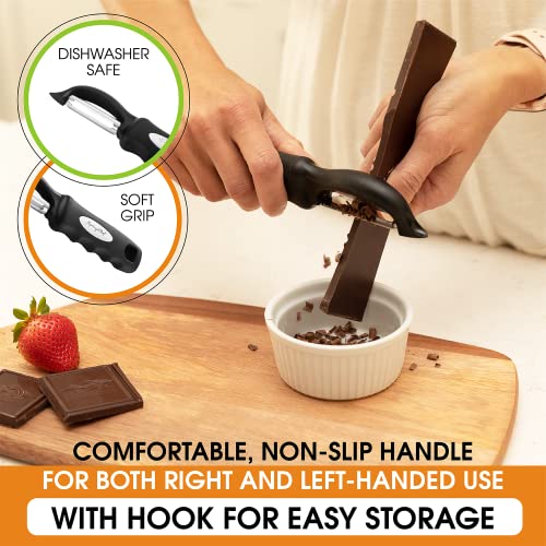 Spring Chef Original Swivel Vegetable Peeler with Soft Grip Handle, Black | Premium Potato Peeler w/ Ultra Sharp Stainless Steel Blades, Multifunctional Veggie Peeler for Apple, Carrot, Cucumber, Fruit