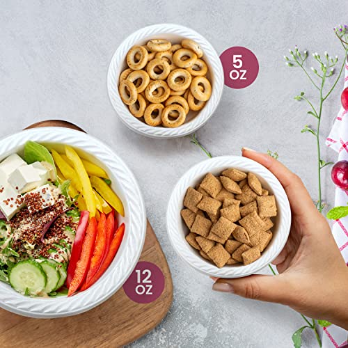 R-kay Plastic Bowls - 100 Count Microwavable Disposable Bowls - Strong Heavy Duty And Sturdy White Plastic Bowls Disposable (5 OZ, 100)