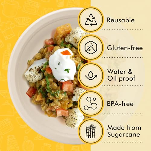 RACETOP Compostable Paper Plates 10 Inch [150 Pack] | Unbleached Brown, Disposable Biodegradable Heavy Duty Paper Plates, Made of Natural Sugarcane Fibers, Round