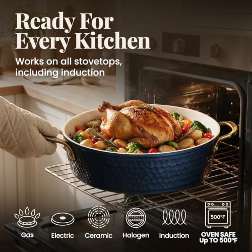 GOTHAM STEEL HAMMERED 20 Pc Titanium Ceramic Cookware Set, Diamond Infused
