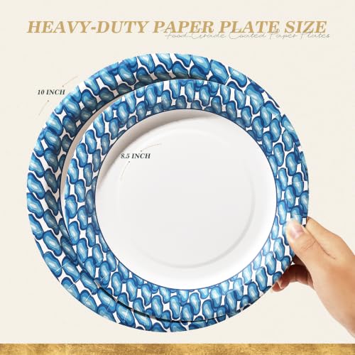 Pulvoro Paper Plates 8.5 Inch 300 Count Disposable Printed Plates | Cut Resistant, Soak Proof, Heavy Duty Printed Paper Plates, for Camping, Parties, Family Gathering and Daily Use