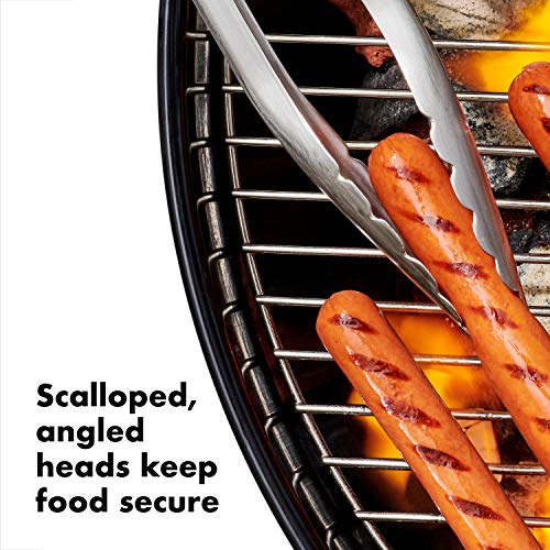 OXO Outdoor Grilling Turner and Tongs Set | Grilling Spatula and Tongs, Beveled Head Slides Under Food, Non-Slip Grip, Hanging Ring, Ideal for Grilling & BBQ