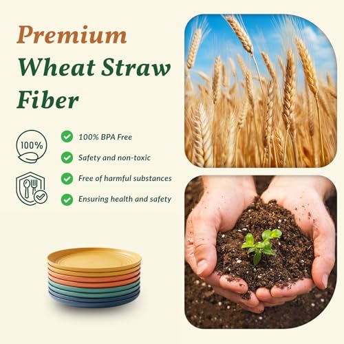 Homienly 5.7 Inch Small Plates-Wheat Straw Mini Plate, Unbreakable Plate Set Ideal for Dessert, Appetizers, Small Serving, Side Dish, Lightweight Dessert Dishes Plates, Set of 8, Colorful