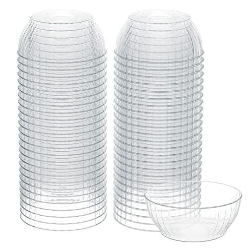 R-Kay 6 Oz Clear Plastic Small Bowls - 50 Pack Disposable Heavy Duty Dessert Bowls With Ice Cream and Salsa (6 OZ, 50 Count)