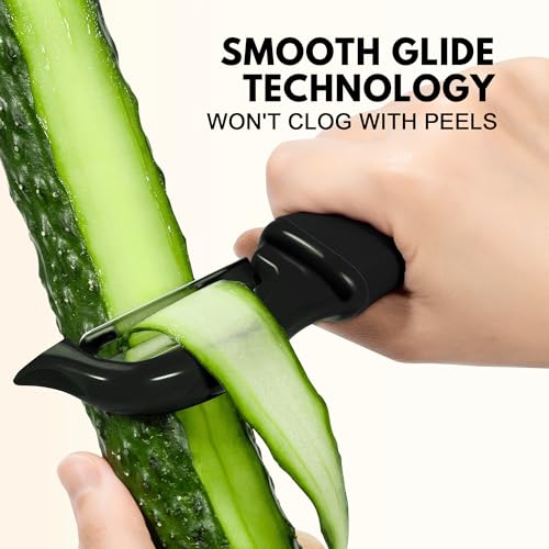 Swivel Vegetable Peeler Comfort Handle Sturdy Long-Lasting 1Pcs Black | Dishwasher Safe Gift for Cooks Potato Peeler for Kitchen Carrot Peeler Fruit Veggie Peeler Sharp Stainless Steel Blades