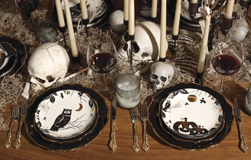 Lenox Haunted Halloween 4-Piece Accent Plates, Appetizer Plate Set for 4 | porcelain, dishwasher safe, microwave safe | also great as a halloween dessert plate for salad or bread