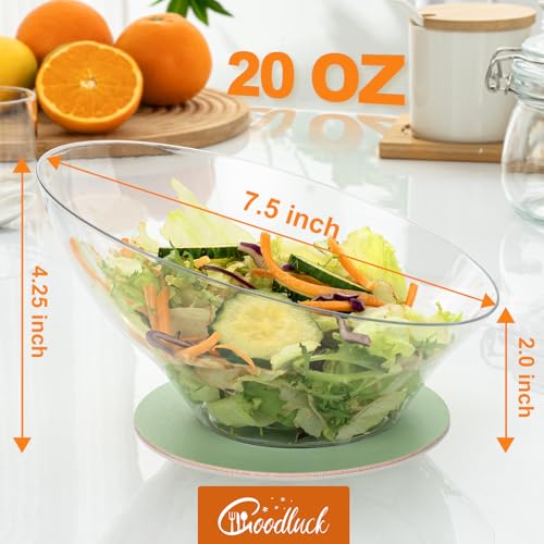 Goodluck 12 Pack Clear Plastic Serving Bowls for Party - 20 OZ | Angled Disposable Serving Bowls for Wedding Party Chip, Candy, Salad & Fruit