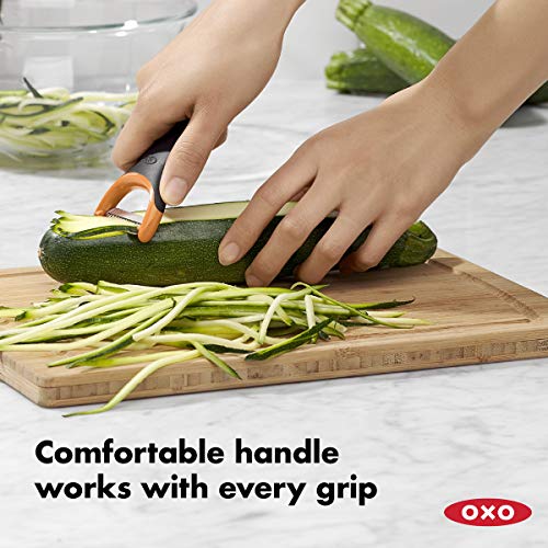 OXO Good Grips Stainless Steel Julienne Prep Vegetable Peeler | Food Prep, Shredder, Slicer, Blade, Non-Slip Grip, Carrot, Cucumber, Zucchini Strips, Zoodles, Dishwasher Safe