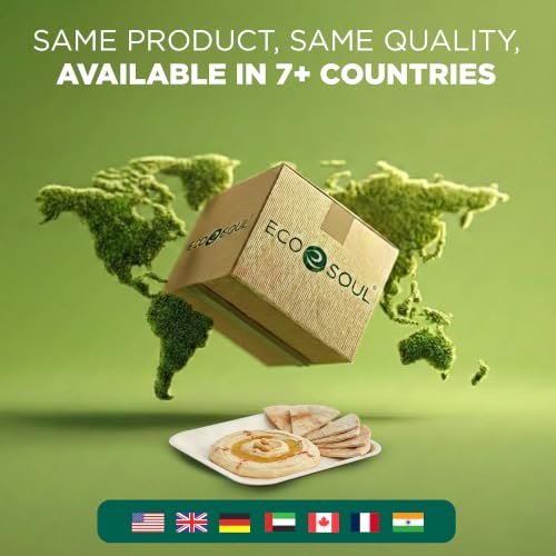 ECO SOUL 10 Inch Disposable Bamboo Plates (50 Pack, Square) | Premium, Natural, Food-Safe, Heavy Duty, Compostable, Eco-Friendly, Biodegradable, Best For Events, Parties, Weddings, BBQs