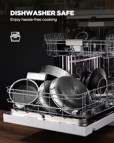 SNOWCLAD Pots and Pans Set Non Stick | Stainless Steel Kitchen Cookware