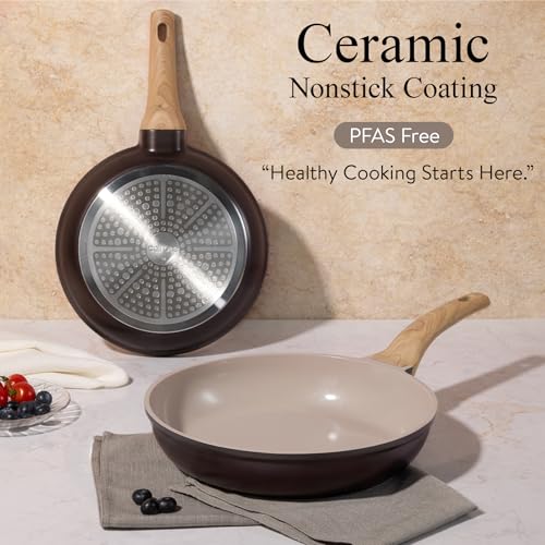 CAROTE 21pcs Ceramic Cookware Sets, Pots and Pans Set