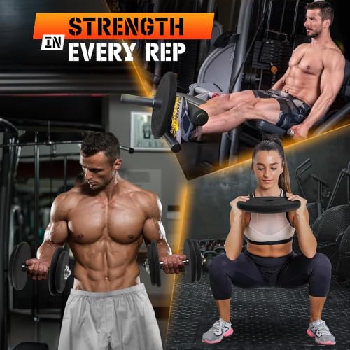 Yes4All Cast Iron Weight Plates for 1-Inch Barbells | Available in 5-50 lb, Single, Pair or Set of 4, Ideal for Strength Training, Weightlifting and Home Workouts