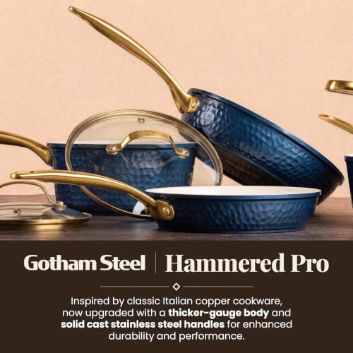 GOTHAM STEEL HAMMERED 20 Pc Titanium Ceramic Cookware Set, Diamond Infused