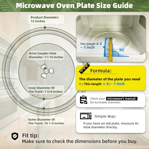 Gemroom 12" Microwave Glass Plate Replacement for Whirlpool Microwave Plate | Compatible with Whirlpool WMH31017 WML55011 12 Inch Microwave Glass Turntable Plate W11367904 W11291538 W10337247 W11443145