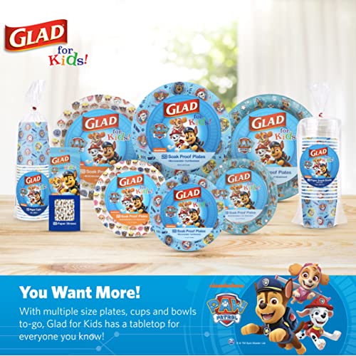 Glad for Kids Paw Patrol Paper Plates, Core Pups Blue, 8.5 Inch, 20 Count | Heavy-duty, soak-proof, cut-resistant plates for birthdays, parties, and everyday meals