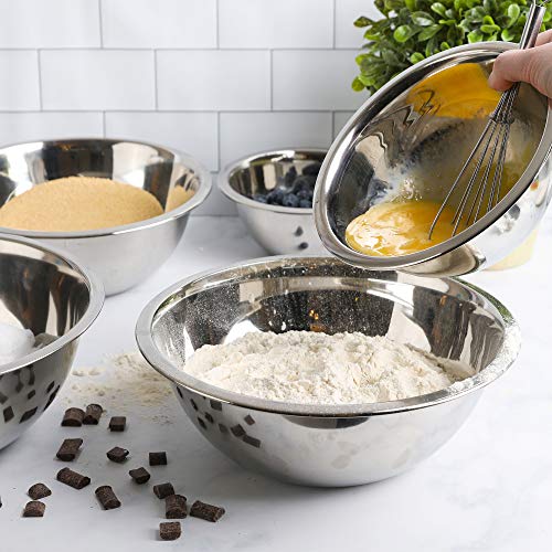 WHYSKO Stainless Steel Mixing Bowls Set, 5-Piece Meal Prep & Food Storage | .75, 1.5, 3, 4 & 5 Quart Metal Mixing Bowls Set for Prep, Serving, Baking & Food Storage, Ecofriendly, Dishwasher Safe