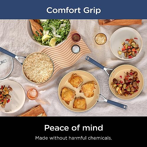 Ninja Ceramic Cookware Set, 11-Piece Kitchen Set, Navy Blue, CW49011
