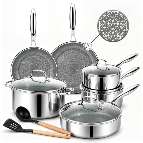 Ammeloo Hybrid Stainless Steel Cookware Set, Nonstick Pots and Pans
