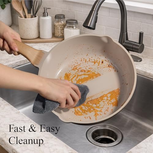 CAROTE 21pcs Ceramic Cookware Sets, Pots and Pans Set