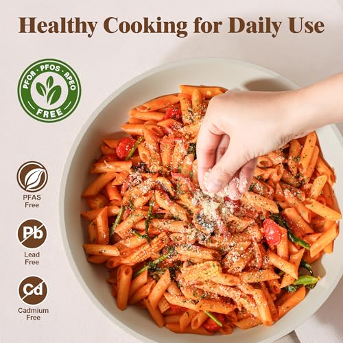 SENSARTE Ceramic Pots and Pans Set Nonstick, 20Pcs Cookware Set, Taupe
