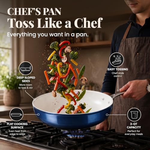 GOTHAM STEEL PRO 13pc Anodized Titanium Ceramic Cookware Set Nonstick, Navy