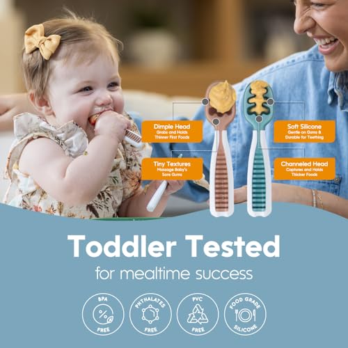 NumNum Feeding Littles Baby Spoons 6 Months, 3-Pack Neutrals