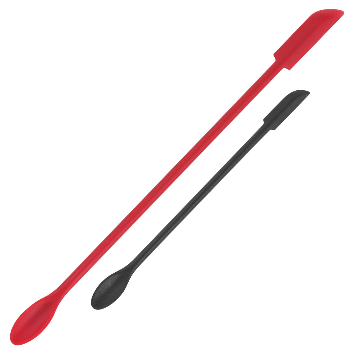Cuttte 2pcs Mini Makeup Spatula Silicone Skincare Spatula Set for Cosmetic | Small Foundation Lotion Scrapers, Reusable Beauty Tiny Tool, Thin Jar Scraper for Kitchen, Get Last of Makeup Out, Black Red