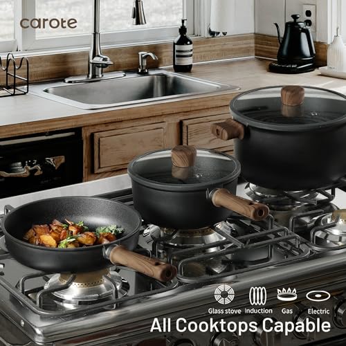 CAROTE 24pcs Nonstick Cookware Sets, Pots and Pans Set